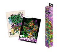 Grupo Erik: Set di 2 Mini Poster Ninja Turtles | Pack di 2 Poster da parete Tartarughe Ninja, 38 x 52 cm, Poster da muro con carta lucida + Adesivo incluso, Tartarughe Ninja Gadget