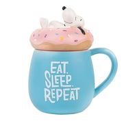 Close Up Peanuts Snoopy 3D Tazza Snoppy Eat,Sleep,Repeat,Ceramica,con Coperchio