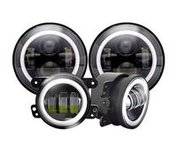 Gruppi ottici anteriori Compatibile Con Jeep Per Wrangler JK 2007-2018 Accessori Auto Fari 7 Pollici Fendinebbia 4 Set Di Indicatori Direzione Anello Halo Ambra Bianco 6 Pezzi