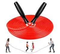 Gruppi Salto Corda, Salto Corda Multiplayer, Miglior Corda Salto Lungo della Squadra con Manico Legno per Sport Scolastico L'attività All'aperto 5 Metri -7 Metri -10 Metri (D Mod. - Rosso, 5M)