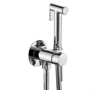 Gruppo completo per bidet WC con valvola angolare in ottone, tubo flessibile e spruzzatore per compatibilità ingresso G1/2 (cromato)