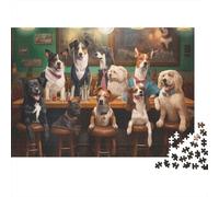 Gruppo di cani al bar Puzzle per Adulti Puzzle 1000 Pezzi Carta Gioco di Puzzle 1000 Pezzi Scena sociale Relax Regalo Decorativo Casa 52x38cm/1000pcs