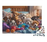 Gruppo di cuccioli carini Puzzles 1000 Pezzi In cartone Spesso, Un Puzzles Per Enigma Per Il Relax Mentale, Ideale Per Partita Puzzle Game, Puzzle 52x38cm/1000pcs