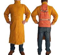 Gruppo di Saldatura in Pelle con Manica, Giacca di Saldatura Pesante, Mantello di Saldatura Resistente Calore E alla Fiamma per Uomini Donne