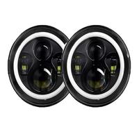 Gruppo Fari Per Land Per Rover Per Defender 90 Per Defender 110 Kit Fari LED Rotondi Angel Eyes Halo 4X4 Offroad Accessorio 2 Pezzi Fari Per Auto Da 7" Lampada Auto Faro(Black 2pcs)