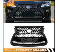 Gruppo griglie nere lucide compatibili con Lexus RX350 RX450h 2016-2018 Paraurti anteriore Griglia superiore Griglia a rete per radiatore Magickit