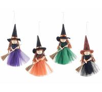 Gruppo Maruccia - Befana con Scopa e Abito in Tulle - Decorazioni Natalizie per Casa, Albero e Camino - Addobbi per l'Epifania - Idea Regalo - Set da 8 Pezzi