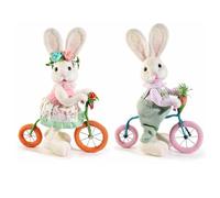 Gruppo Maruccia - Coniglietti Pasquali con Bicicletta - Addobbo per la Casa, Decorazione per Vetrine - Idea Regalo - Set da 2