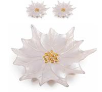 Gruppo Maruccia - Piatti Natalizi - Vetro Perlato Bianco a Forma di Stella di Natale - Set 2 Pezzi - Servizio Dolci e Antipasti Decorativo