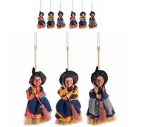 Gruppo Maruccia - Set 6 Befane da Appendere - Con Abito in Stoffa e Scopetta - In Resina Decorata - Assortite in Tre Colori - Per Decorazioni Natalizie ed Epifania