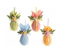 Gruppo Maruccia - Uova Pasquali da Appendere - in Velluto e con Fiori - Addobbi per Casa, Albero - 32 Pezzi, Colori Assortiti