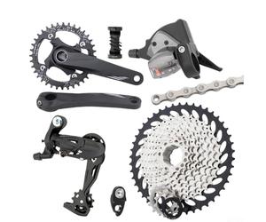 Gruppo MTB a 10 velocità con guarnitura integrata cava 42 denti, movimento centrale e deragliatore posteriore (corona 34T)