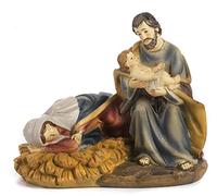Gruppo Natività Presepe Maria riposa San Giuseppe con Gesù bambino in resina (Lung. cm 23,8 - Alt. cm.19,5)
