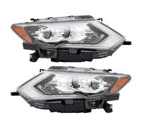 Gruppo Ottico Anteriore a LED con DRL a LED sostitutivo per Nissan Rogue SL Modello Faro Trasparente 2017 2018 2019 2020,alloggiamento Nero 260606FL6A 260106FL6A (Lato conducente+passeggero)