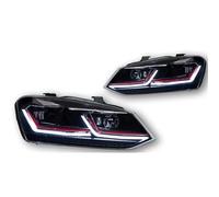 Gruppo Ottico Anteriore Per VW Per Polo Fari A LED 2011-2018 Fari Per DRL Indicatori Di Direzione Abbaglianti Angel Eye Proiettore Lente Lampada Frontale Faro Fanale Proiettore(Right-Hand Drive Car,Re