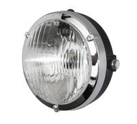 Gruppo ottico faro anteriore rotondo 125mm nero e cromato per ciclomotore