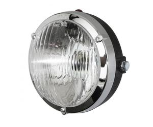 Gruppo ottico faro anteriore rotondo 125mm nero e cromato per ciclomotore