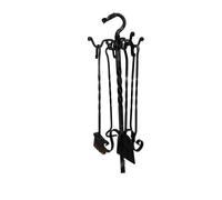 Gruppo per camino in Ferro battuto base quadrata 28x h 75 cm - Peso 5,2 kg lavorazione artigianale in stile classico made In Italy 100x100 nero