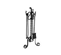 Gruppo per camino in Ferro battuto RICCIO 28x h 67 cm - Peso 3,1 kg lavorazione artigianale in stile classico made In Italy 100x100 nero