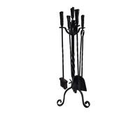 Gruppo per camino in Ferro battuto TORCIGLIONE 28x h 75 cm - Peso 6.50 kg lavorazione artigianale in stile classico made In Italy 100x100 nero
