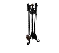 Gruppo per camino in Ferro battuto TORCIGLIONE 28x h 80 cm - Peso 6.50 kg lavorazione artigianale in stile classico made In Italy 100x100 nero
