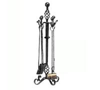Gruppo per camino in Ferro battuto TORCIGLIONE 28x h 82 cm - Peso 6.00 kg lavorazione artigianale in stile classico made In Italy 100x100 nero