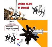 Gruppo zappette per decespugliatore ingranaggio zappe a 9 denti tubo Ø26mm