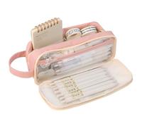 Grurun Astuccio grande capiente, grande astuccio per matite, astuccio per penne, astuccio per matite, organizer semplice per riporre articoli di cancelleria estetici e cosmetici (rosa)