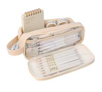 Grurun Astuccio grande capiente per matite e penne, astuccio grande per matite, astuccio per penne, organizer semplice per riporre articoli di cancelleria estetici e cosmetici (bianco)