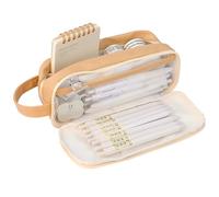 Grurun Astuccio grande capiente per matite, grande astuccio per matite, astuccio per penne, astuccio per matite, organizer semplice per riporre articoli di cancelleria estetici e cosmetici (marrone)