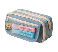 Grurun Astuccio grande per matite, grande capacità, estetica, per penne e cosmetici, organizer per cancelleria, semplice, per università, ufficio, casa, viaggi, (blu)