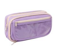 Grurun Astuccio grande per matite, grande capacità, estetico, per penne, cosmetici, penne, cancelleria, organizer semplice, per università, ufficio, casa, viaggi, (viola)