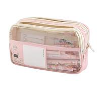 Grurun Astuccio grande per matite, grande capacità, estetico, per penne, cosmetici, penne, cancelleria, organizer semplice, per università, ufficio, casa, viaggi, (rosa)