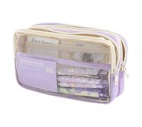 Grurun Astuccio grande per matite, grande capacità, estetico, per penne, cosmetici, penne, cancelleria, organizer semplice, per università, ufficio, casa, viaggi, (viola)