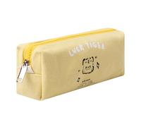 Grurun Astuccio in tinta unita, grazioso astuccio estetico per studenti, astuccio per penne e cosmetici, per donne e ragazze, colore giallo tigre