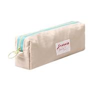 Grurun Astuccio in tinta unita, grazioso astuccio estetico per studenti, per donne e ragazze, trousse per trucchi (beige puro)