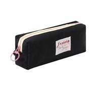 Grurun Astuccio in tinta unita, grazioso astuccio estetico per studenti, per donne e ragazze, trousse per trucchi (nero puro)