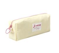 Grurun Astuccio in tinta unita, grazioso astuccio estetico per studenti, per donne e ragazze, trousse per trucchi (giallo puro)