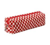 Grurun Astuccio in velluto a coste carino estetico per studenti astuccio per penne astuccio per donne ragazze borsa cosmetica borsa trucco (lattice piccolo rosso)