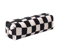 Grurun Astuccio in velluto a coste carino estetico per studenti astuccio portapenne astuccio per donne ragazze trousse cosmetici borsa per trucco (lattice grande nero)