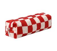 Grurun Astuccio in velluto a coste carino estetico per studenti astuccio portapenne astuccio per donne ragazze trousse per trucchi (lattice grande rosso)