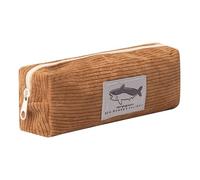 Grurun Astuccio in velluto a coste, grazioso astuccio estetico per studenti, per donne e ragazze, trousse per trucchi (marrone squalo)