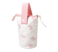 Grurun Astuccio pieghevole in cotone di grande capacità, portapenne, organizer (fiocco-rosa)