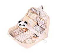 Grurun Astuccio portapenne carino Kawaii di grande capacità estetico con cerniera portapenne organizer per bambini (beige)
