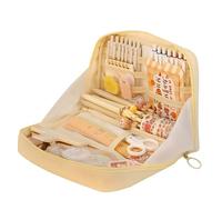 Grurun Astuccio portapenne carino Kawaii di grande capacità estetico con cerniera portapenne organizer per bambini (Z-Beige)