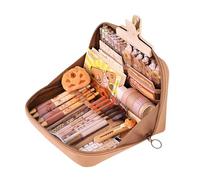 Grurun Astuccio portapenne carino Kawaii grande capacità estetico cerniera portapenne organizer borsa per bambini (marrone)