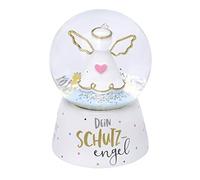 GRUSS & CO 46636 Traumkugel Schutzengel, Glitzer, Höhe 6,5 cm Schneekugel, Weiß, Goldfarben Palla di Neve, poliresina, Vetro, Bianco