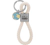 GRUSS & CO 48354 - Portachiavi con ciondolo a forma di mondi, composto da un anello intrecciato, con stampa a mappamondo