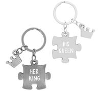 GRUSS & CO 74684 - Set regalo con due portachiavi, lunghezza 6 cm, corona e cuore, in metallo, regalo per coppie, regalo di nozze