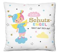 GRUSS & CO Cuscino di peluche con motivo angelo, 25 cm x 25 cm, 100% poliestere, regalo, Capodanno, Natale, articolo decorativo | 70244